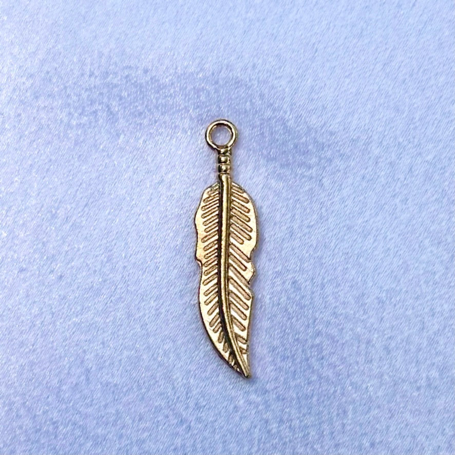 Gold Pointed Feather Charm