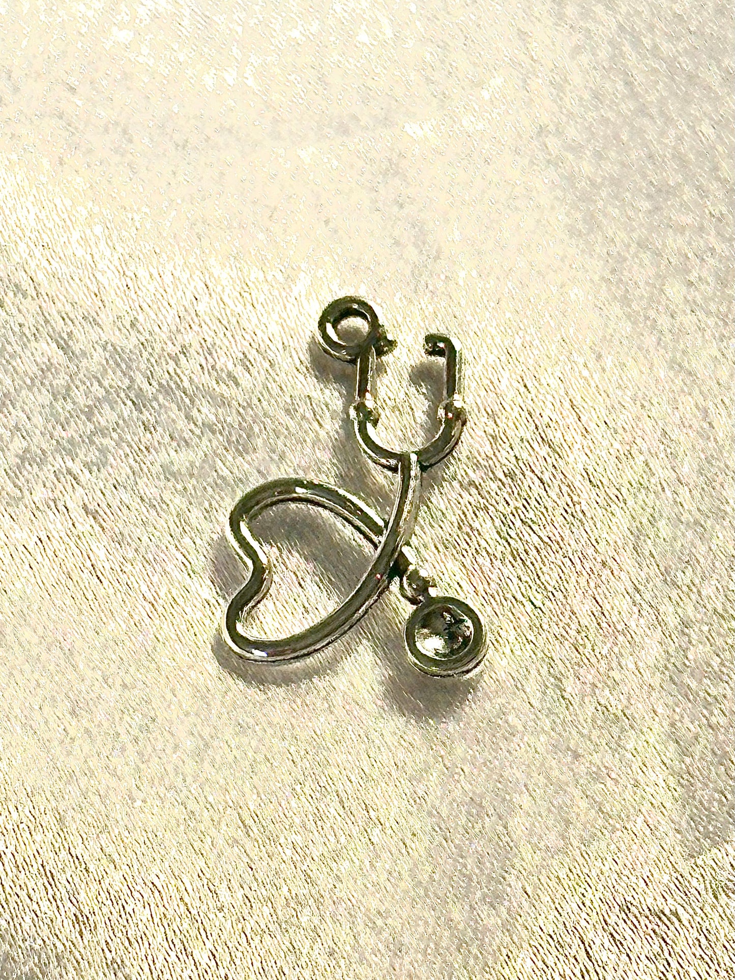 Silver Heart Stethoscope Charm