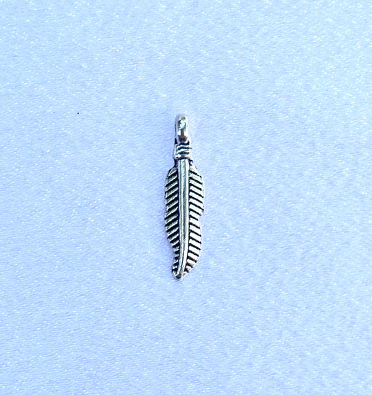 Silver Long Feather Charm