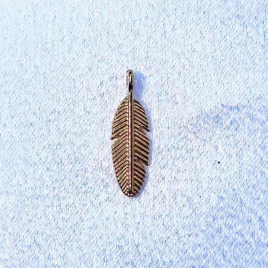 Gold Short Feather Charm