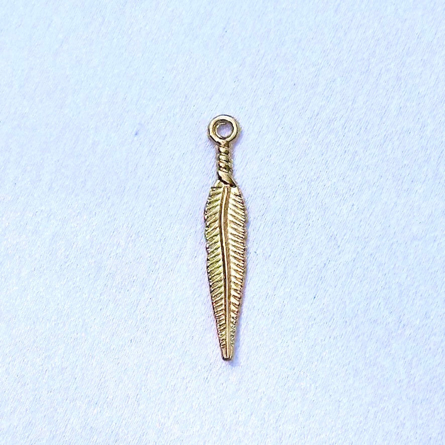 Gold Long Feather Charm