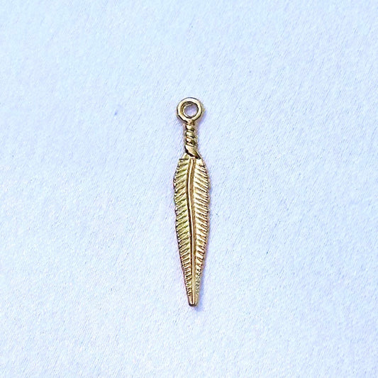 Gold Long Feather Charm