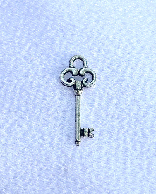 Silver Curly Key Charm