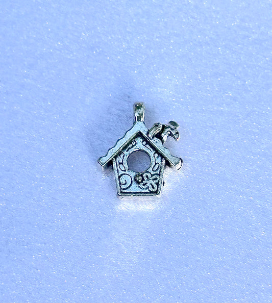 Silver Bird House Charm