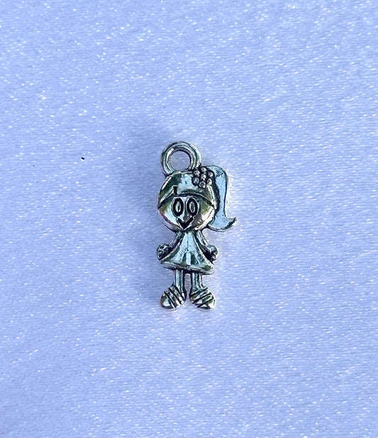 Silver Ponytail Girl Charm