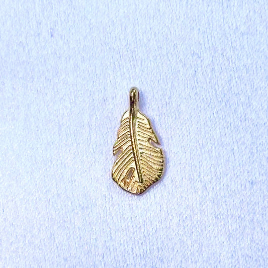 Gold Wide Feather Charm